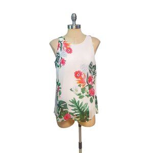 Vince Camuto Havana Tropical Hi-Lo Blouse Small